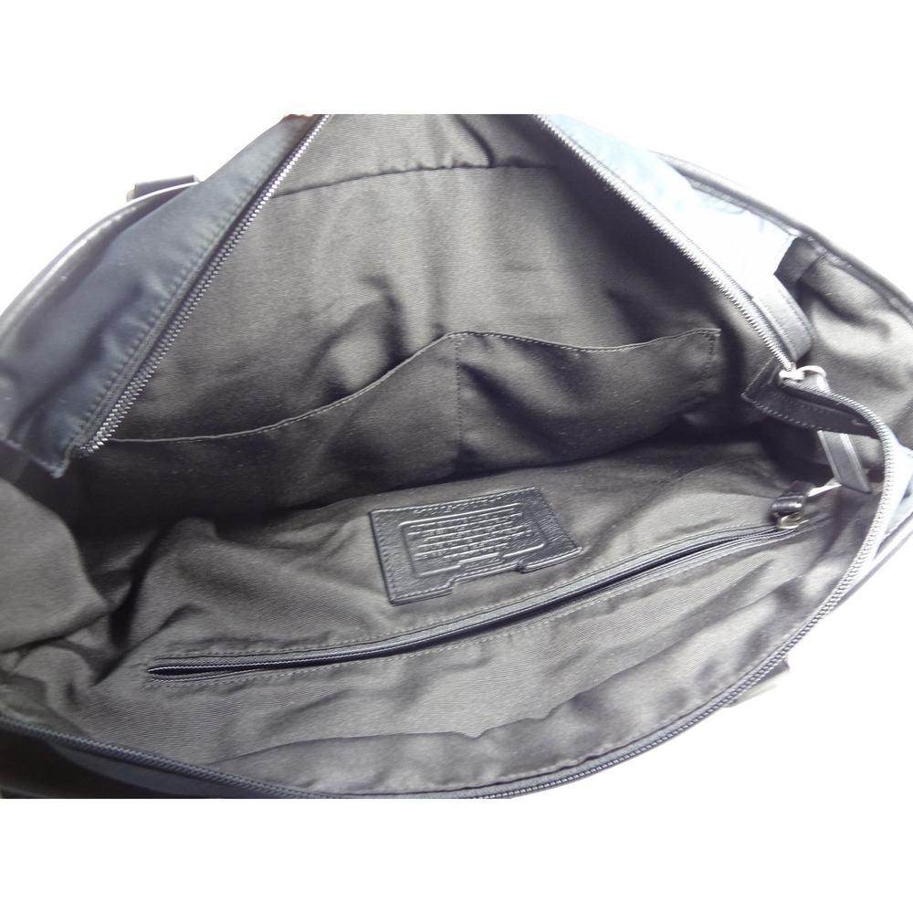 Coach Thompson‎ Mixed Media Puffer Weekender Tote Black Olive Green Nylon Suede - Picture 3 of 6